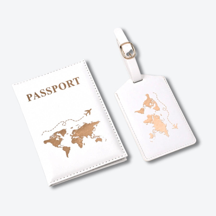 Porta pasaporte y etiqueta para equipaje de diseño - Blanco