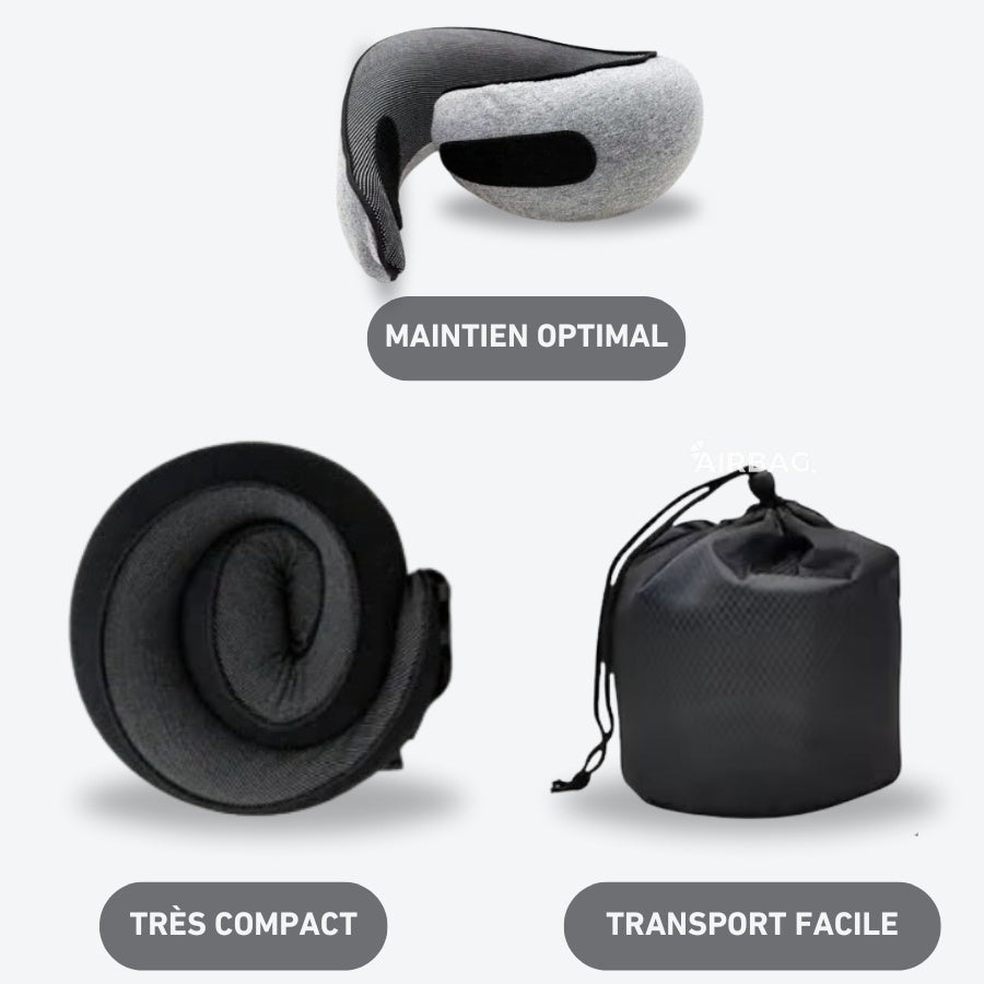 Almohada de viaje ergonómica - Negra